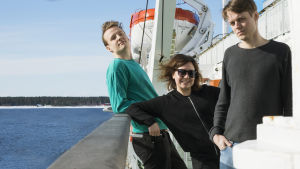 Vasas flora och fauna sjunger Leevi and the Leavings låtar på finlandssvenska. Vasas Flora och Fauna poserar på passagerarfärjas däck.