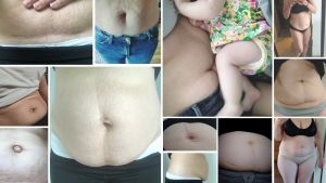 Podden Föräldrasnack bad dig skicka in en bild på din postpartum kropp. Idén är att presentera hur en kropp ser ut efter en graviditet - utanför sociala medier. Flest bilder fick vi på magar som förändrats i och med graviditeten. Ett kollage av bilder på magar ur olika vinklar.