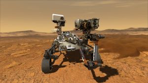 Perseverance kommer att landa på Mars i slutet av februari 2021. Konceptbild av Nasas Perseverance-rover på Mars.