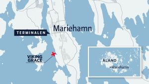 Här skedde grundstötningen. Karta över plasten där Viking Grace stötte på grund.