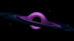 Ett svart hål är en enorm stjärna som har komprimerats otroligt mycket av sin starka gravitation. Den kröker rumtiden runt sig på samma sätt som ett rymdskepp med Alcubierremotor skulle göra. Konstnärens vision av ett svart hål.