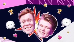 Alexander Beijar och Henkka Remes leder Eurovisionsbubblans chat. Alexander Beijar ja Henkka Remes juontavat Viisukupla-ohjelman chatin