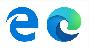 Kaksi Microsoftin Edge-selaimen logoa.
