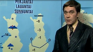 Martti Mäkelä ennustaa pyhäinpäiväviikonlopun säätä (1981).