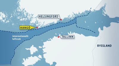 Plan kränkte finländskt luftrum utanför Hangö udd 23.8.2014.