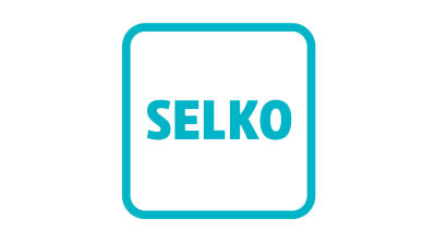 Turkoosin pyöreäreunaisen neliön sisällä teksti, jossa lukee SELKO.