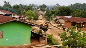 Kamatahun Hassala är känt i Liberia för de ohyggligheter som skedde där under inbördeskriget. Lokalinvånarna tror att det är därför landets egen sanningskommission besökte byn, även om den inte ställde några frågor. En by i en djungel fotograferad uppifrån.