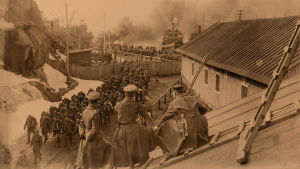 Saksalaisia sotilaita Hangossa huhtikuun alussa 1918.