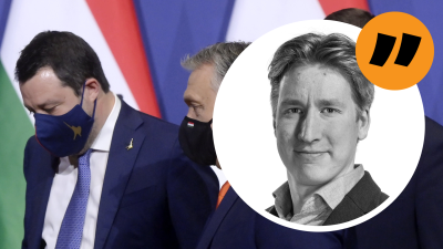 Kommentarsbild. Rikhard Husu, Matteo Salvini och Viktor Orbán på bild.