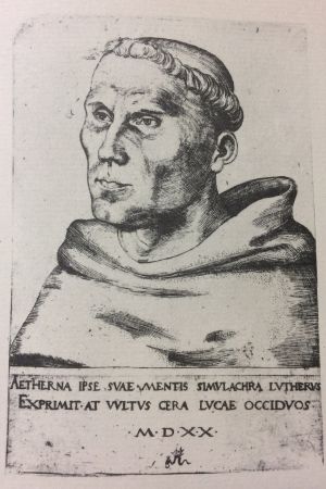 Luther som munk. Kopparstick av Lucas Cranach den äldre (1520) Lucas Cranach den äldre: Luther som munk