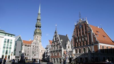 Vy från gamla stan i Lettlands huvudstad Riga