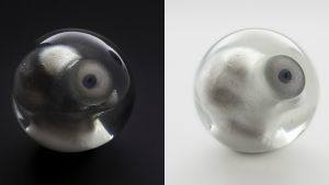 Ida Koitila har också kapslat in en ögonprotes i konstharts i verket "Body in Mind". Ida Koitila har kapslat in en ögonprotes i konstharts.