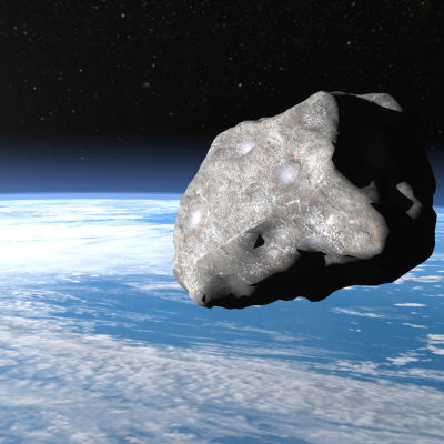 Meteor eller meteorit som närmar sig jorden.