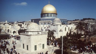 Klippmosken och klagomuren i Jerusalem
