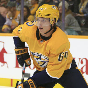 Mikael Granlund i Nashvilles tröja. Mikael Granlund i Nashvilles tröja.