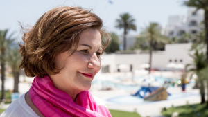 Hotellägaren Zohra Driss i Sousse. Hotelldirektör Zohra Driss i Sousse i Tunisien.