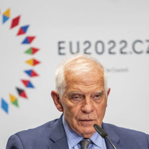 EU:s utrikeschef Josep Borrell under en presskonferens i Prag den 31 augusti 2022.