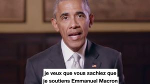 Barack Obama uppmanade i en video som publicerades den 4 maj fransmännen att rösta på Emmanuel Macron i presidentvalet. USA:s förre president Barack Obama uppmanade i en video som publicerades den 4 maj 2017 fransmännen att rösta på Emmanuel Macron i det franska presidentvalet 2017.