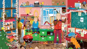 Tommys supersoffa år 2013. Illustratör: Johanna Sjöström. BUU-klubbens adventskalender 2013 är ritad av Johanna Sjöström.