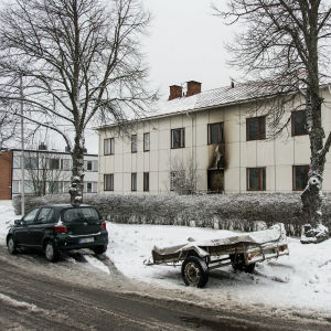Huset på  Brahegatan i Karleby där det brann.
