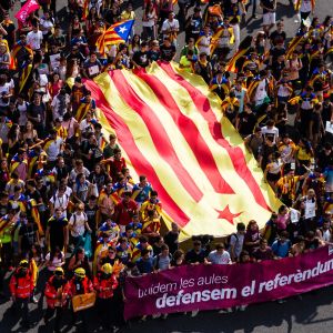 Demonstration för folkomröstningen om Kataloniens självständighet i Barcelona den 28 september 2017.