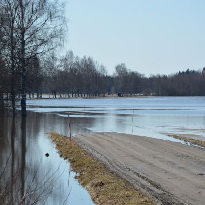 Kyrönjoki tulvii tielle Mustasaaressa 1904.2018