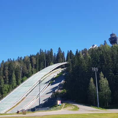 Puijon hyppyrimäet kesällä.