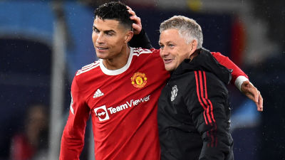Cristiano Ronaldo och Ole Gunnar Solskjær efter match.