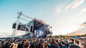 Huvudscenen. Ozzy Osbourne på Rockfest i Hyvinge 6.6.2018. Vid bild över hela scenen.