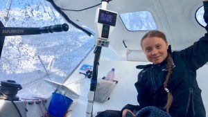 Greta Thunberg 24.8.2019 Greta Thunberg på segelbåten Malizia II på väg över Atlanten 24.8.2019
