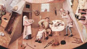 Dödssynden frosseri, detalj från målningen ”De sju dödssynderna” av Hieronymus Bosch. Dödssynden frosseri, detalj från målningen ”De sju dödssynderna” av Hieronymus Bosch.