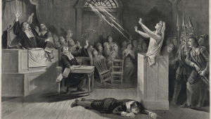 Häxdomstolen i Salem. Häxdomstolen i Salem. Illustration.