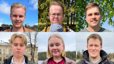 Ansikten på sex unga personer.