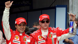 Felipe Massa var stallkamrat med Kimi Räikkönen 2007 till 2009. Felipe Massa och Kimi Räikkönen, 2008