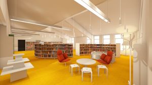 Barnens avdelning i huvudbiblioteket. Barnens läsesal i Sibbo huvudbibliotek