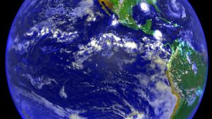 Jorklotet fotograferat från rymden, Nordamerika och Sydamerika syns
