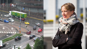 SDP:s beslut blev sannolikt avgörande för att centrumtunneln inte blir av. På bilden gruppordförande Eveliina Heimnäluoma. En gata i Gräsviken och Eveliina Heinäluoma