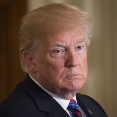 Porträtt av Donald Trump, mjukt ljus och presidenten tittar nästan in i kameran. 
