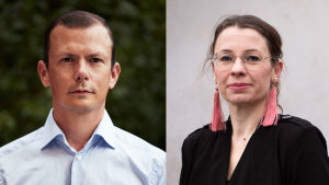 Författarna Philip Warkander och Marie Ledendal. Collagebild på författarna Philip Warkander och Marie Ledendal.