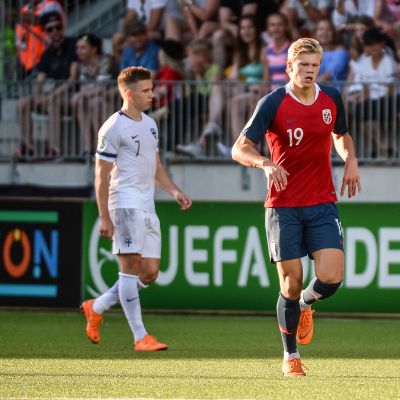 Erling Braut Håland Norjan alle 19-vuotiaiden maajoukkueessa.