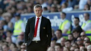 Ole Gunnar Solskjär. Manchester Uniteds chefstränare Ole Gunnar Solskjær under matchen mot Everton.