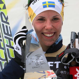 Charlotte Kalla efter sista etappen i Tour de Ski 2008. Charlotte Kalla efter Tour de Ski 2008.