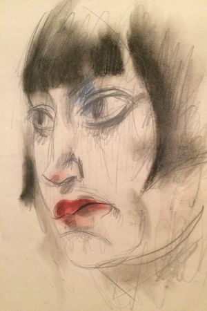 Jeanne Mammen. Grossäugige Ponyfrau (Storögd kvinna med pannlugg), ca 1931 Jeanne Mammen. Grossäugige Ponyfrau (Storögd kvinna med pannlugg), ca 1931