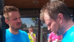 Jontti Granbacka och Marcus Långs har sina löpsträckor bakom sig Mitt triathlons Jontti Granbacka och Marcus Långs har sina sträckor avklarade