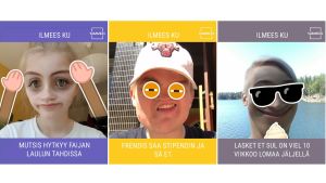 Kolme Summerin Ilmeesku-filtterillä otettua kuvaa