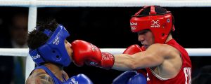 Mira Potkonen i sin första match i Rio. Mira Potkonen vann sin första match i Rio.