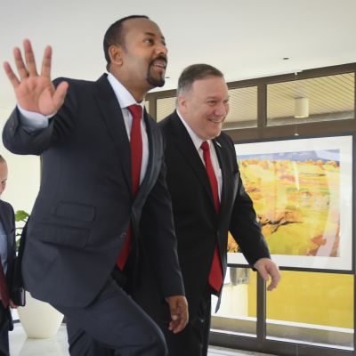 Etiopian pääministeri Abiy Ahmed ja Yhdysvaltain ulkoministeri Mike Pompeo