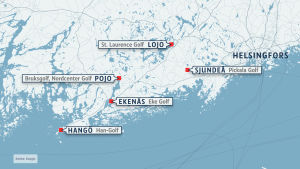 Det finns inte för många golfbanor i Västnyland, anser Suomen golfkentät. En karta som visar var sex golfbanor finns i Västnyland.