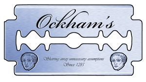 Ockhams rakkniv, skeptikerns skarpaste redskap. Grafisk framställning av Ockhams rakkniv.