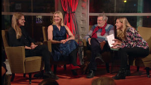 Ulla Donner, Johanna Holmström, Claes Andersson och Anne Hietanen Ulla Donner, Johanna Holmström, Claes Andersson och Anne Hiatenen diskuterar på Yle Fems litteraturfest